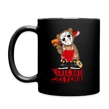 Cute But Psycho Bear With Chainsaw - Full Colour Mug - black - Left
