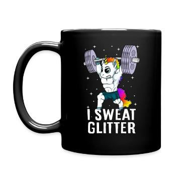 Ich schwitze beim Einhorn-Gewichtheben - Tasse einfarbig - Schwarz - Links