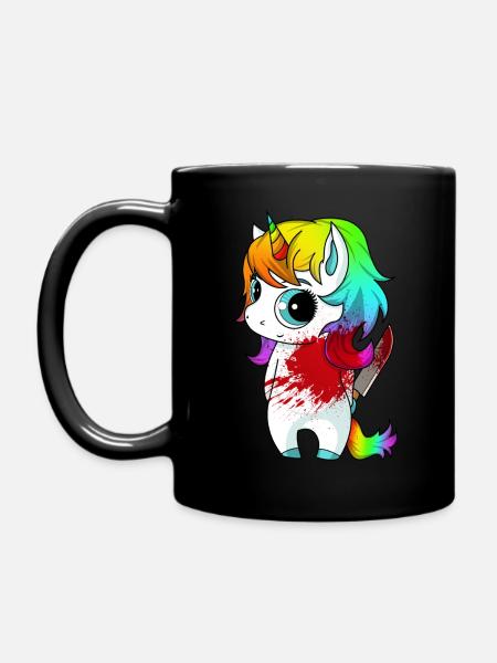 Niedliches aber Psycho Killer Einhorn - Tasse einfarbig - Schwarz