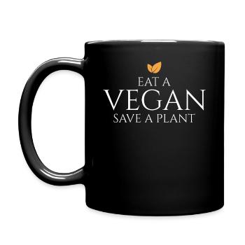 Anti Vegan - Save a Plant - Full Colour Mug - black - Left