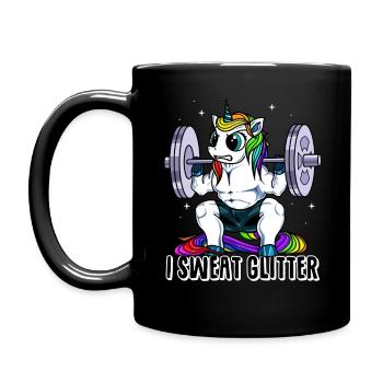 Je sue des paillettes licorne Haltérophilie - Mug uni - noir - Gauche