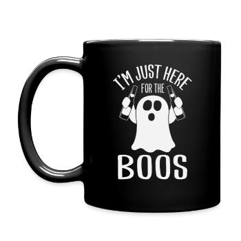 Ich bin nur wegen der Buhrufe hier - Tasse einfarbig - Schwarz - Links