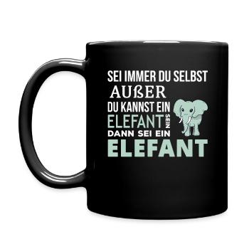 Elefant Elefanten Spruch Geschenk - Tasse einfarbig - Schwarz - Links