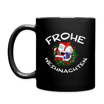 Frohe Weihnachten - Tasse einfarbig - Schwarz - Links