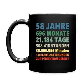 58 Jahre 58. Geburtstag 58ter Geschenk - Tasse einfarbig - Schwarz - Links