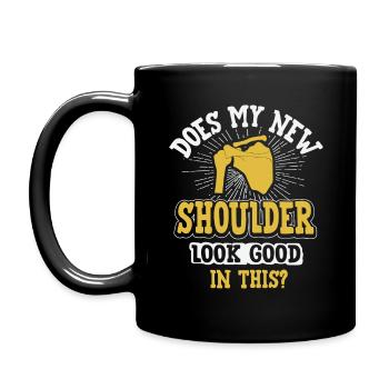 Est-ce que ma nouvelle épaule a l’air bien dans ce - Mug uni - noir - Gauche