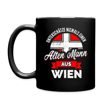 UNTERSCHÄTZE NIE ALTEN MANN WIEN WIENER GESCHENK - Tasse einfarbig - Schwarz - Links