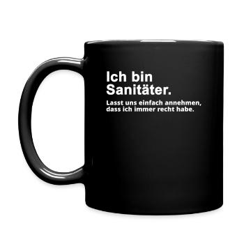 Sanitäter Spruch Geschenk - Tasse einfarbig - Schwarz - Links