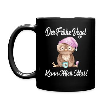 Früher Vogel - Tasse einfarbig - Schwarz - Links