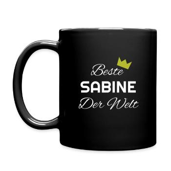 Sabine Name Spruch Geschenk Beste Sabine der Welt - Tasse einfarbig - Schwarz - Links