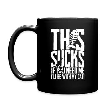 Ich werde mit meiner Katze sein - lustiger Katzenliebhaber - Tasse einfarbig - Schwarz - Links