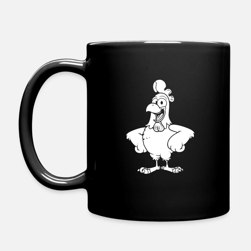 Hahn Gockel Henne Hühner frech Comic - Tasse einfarbig - Schwarz