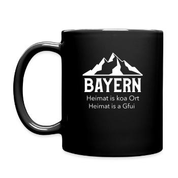 Bayern. Heimat is a Gfui. Bayrisch Berge - Tasse einfarbig - Schwarz - Links