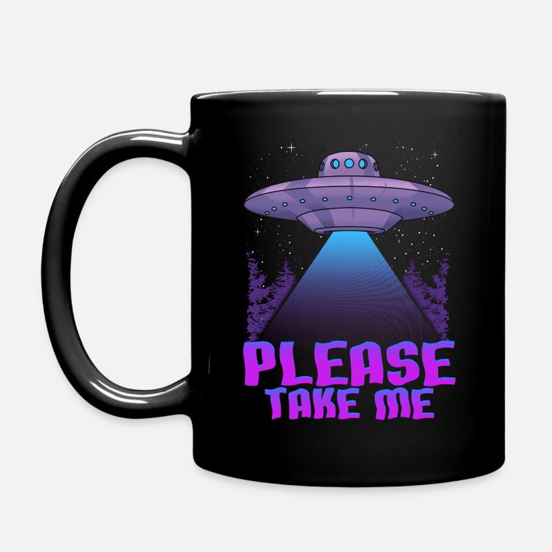 Please Take Me Alien Abduction - Alien - Full Colour Mug - black