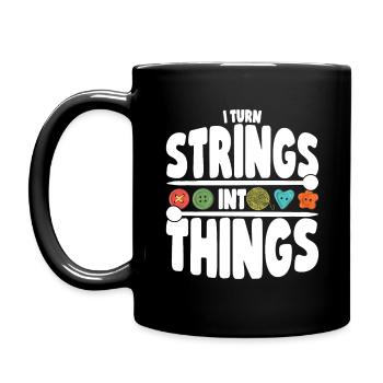 Ich verwandle Saiten in Dinge - Strickliebhaber - Tasse einfarbig - Schwarz - Links