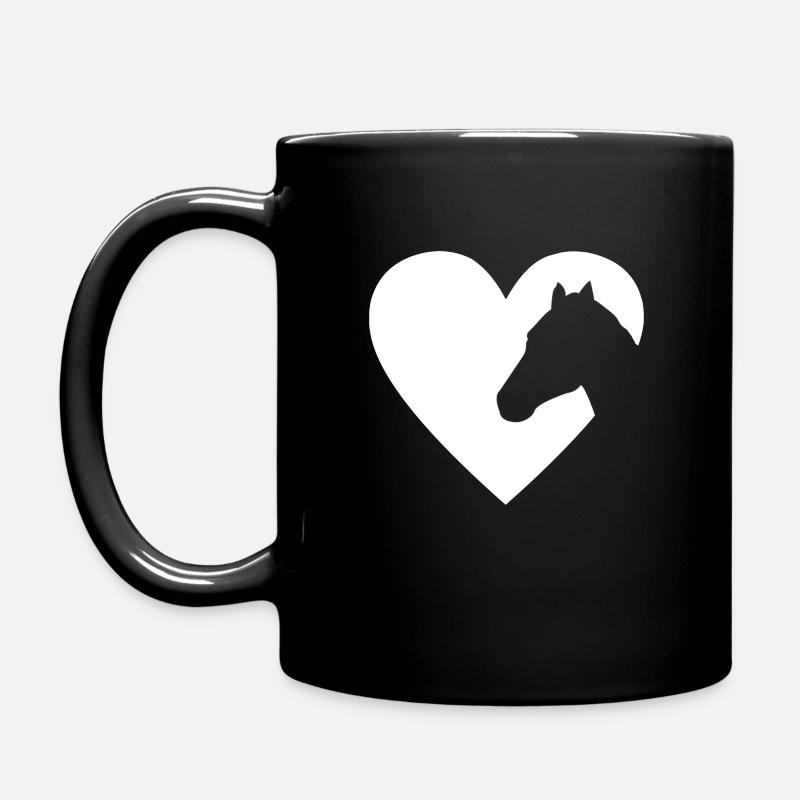 cheval silhouette tête de cheval coeur amour cadeau - Mug uni - noir