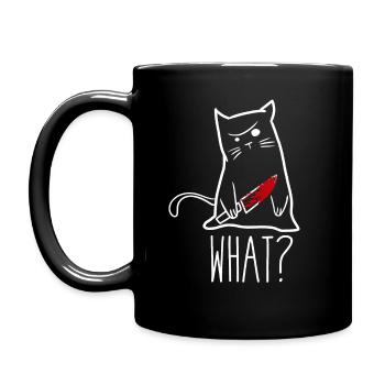 Chat meurtrier en colère quoi avec couteau adulte - Mug uni - noir - Gauche