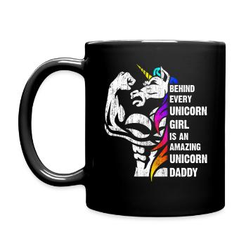 Unicorn Dad Dadacorn Dadicorn Daddycorn - Full Colour Mug - black - Left