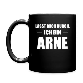 Arne Name Spruch Geschenk - Tasse einfarbig - Schwarz - Links