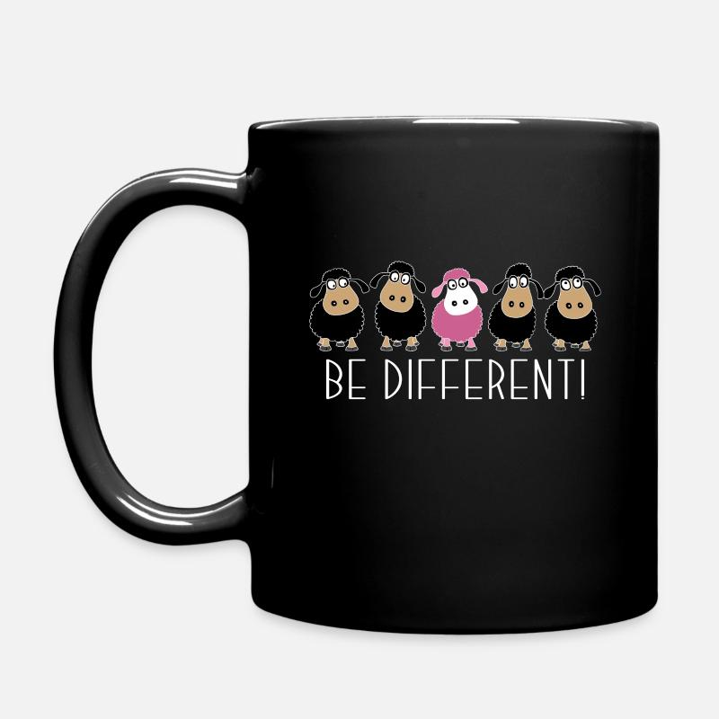 Be different. Pinkes Schaf. Anders sein. Geschenk - Tasse einfarbig - Schwarz