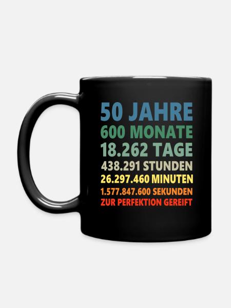 50. Geburtstag 50 Jahre 50ter Geburtstagsgeschenk - Tasse einfarbig - Schwarz