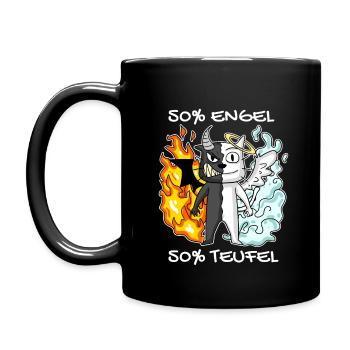 Katze Kater Engel Teufel Engel Böse Niedlich Miau - Tasse einfarbig - Schwarz - Links