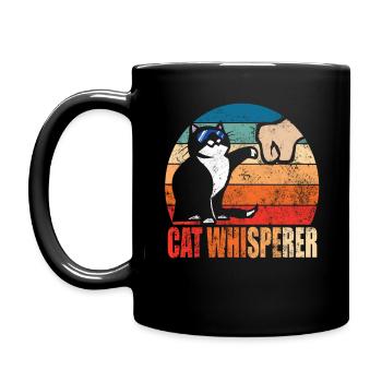 Funny Retro Best Cat Whisperer with Fist Bump - Full Colour Mug - black - Left