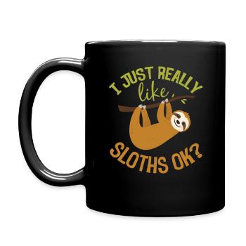 Ich mag Faultiere OK Cuet Sloth Day Lover - Tasse einfarbig - Schwarz - Links