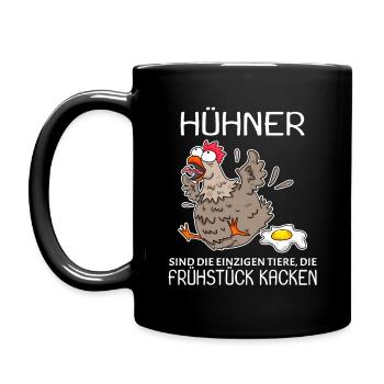 Landwirt Landwirte Huhn Hühner Spruch - Tasse einfarbig - Schwarz - Links