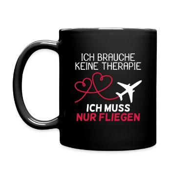 Pilot Therapie Spruch Flugzeug Geschenk - Tasse einfarbig - Schwarz - Links