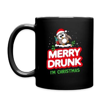 Celebrating Christmas drunk wine funny sayings - Full Colour Mug - black - Left