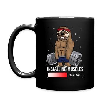 Muskeln installieren Bitte warten Sloth Gym Funny - Tasse einfarbig - Schwarz - Links