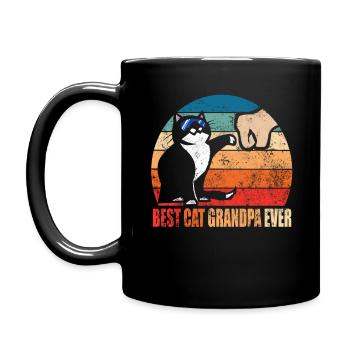 Retro Best Cat Grandpa Ever Funny Fist Bump - Full Colour Mug - black - Left