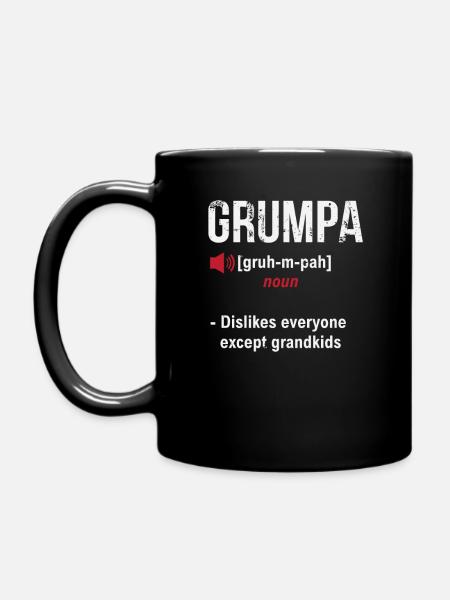 Grumpa Grumpier Grandpa Grumpy Fathers Day Funny - Full Colour Mug - black