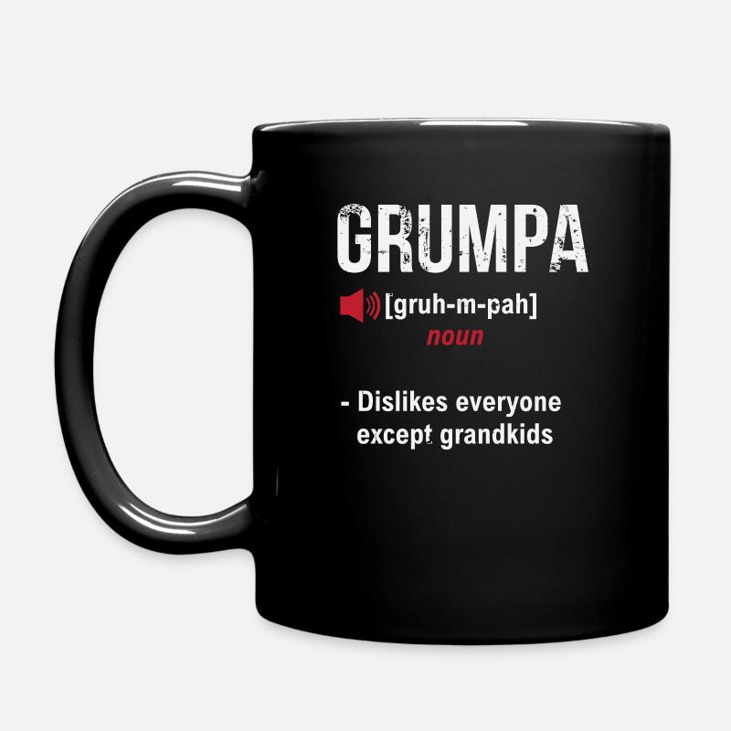 Grumpa Grumpier Grandpa Grumpy Fathers Day Funny - Full Colour Mug - black
