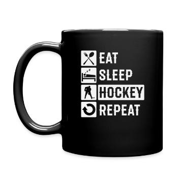 Eat Sleep Hockey Répétez Cool Quote Sport Lover - Mug uni - noir - Gauche