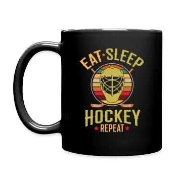 Cool Retro Eat Sleep Hockey Répétition Nouveauté - Mug uni - noir - Gauche