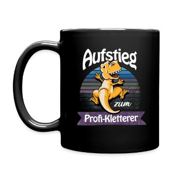 süßer Dino klettern Kletterer lustiger Spruch Berg - Tasse einfarbig - Schwarz - Links