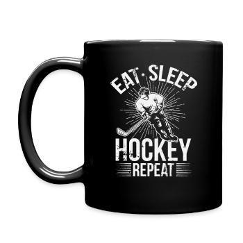 Eat Sleep Hockey Repeat Men Boys Teens Kids Youth - Full Colour Mug - black - Left