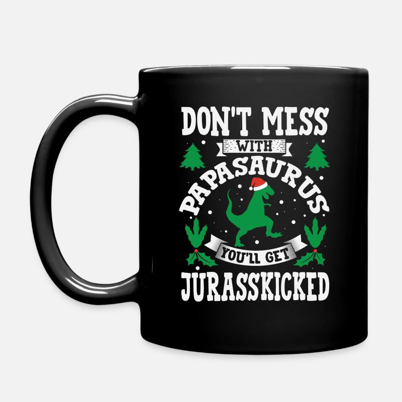 PapaSaurus Jurasskicked Papa Saurus Daddy Father - Full Colour Mug - black