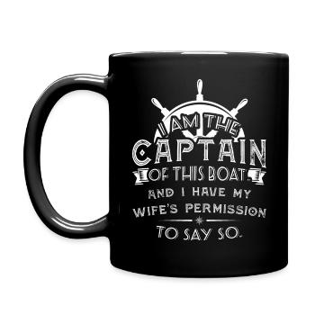 Funny Im Captain Wifes Permission Husband Boating - Full Colour Mug - black - Left