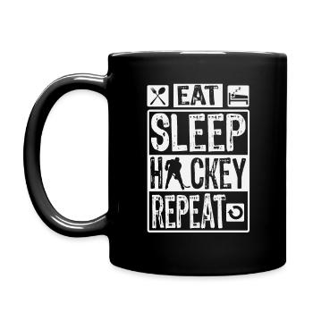 Nouveauté Eat Sleep Hockey Repeat Hommes Garçons Femmes - Mug uni - noir - Gauche