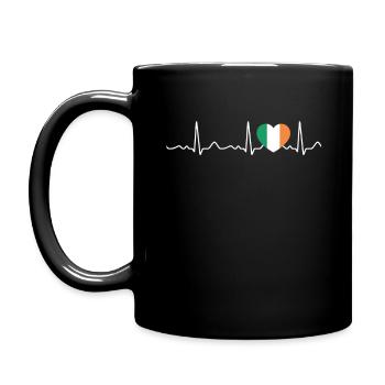 Irlande - Battements de cœur, pouls, ligne de cœur, ECG - Mug uni - noir - Gauche