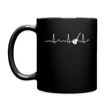 Guitare basse - rythme cardiaque, pouls, ligne cardiaque, électrocardiogramme - Mug uni - noir - Gauche