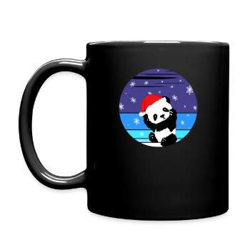 Un Doux Petit Panda Avec un bonnet de Noël - Mug uni - noir - Gauche