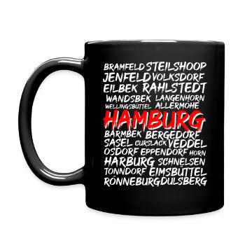 Hamburg- Hamburger Stadtteile - Helles Design - Tasse einfarbig - Schwarz - Links