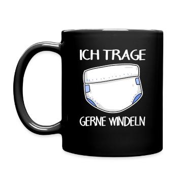 Adult Baby Windel Geschenk - Tasse einfarbig - Schwarz - Links