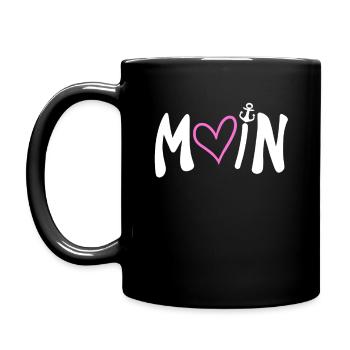 Moin Herz Anker Plattdeutsch - Tasse einfarbig - Schwarz - Links