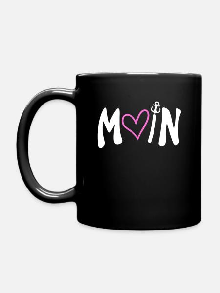 Moin Herz Anker Plattdeutsch - Tasse einfarbig - Schwarz
