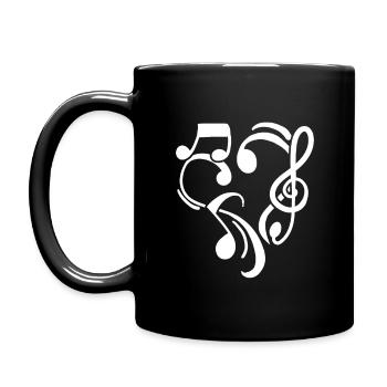 Liebe Musik Notenschlüssel Herz - Tasse einfarbig - Schwarz - Links